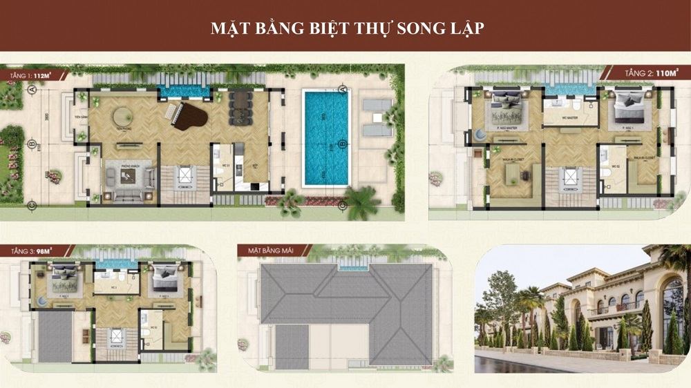 Mặt bằng biệt thự Dasong Village thiết kế song lập