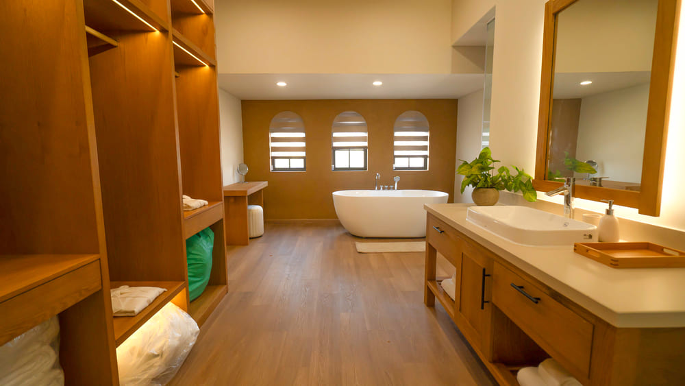 Không gian phòng tắm rộng rãi tại tầng 2 nhà mẫu